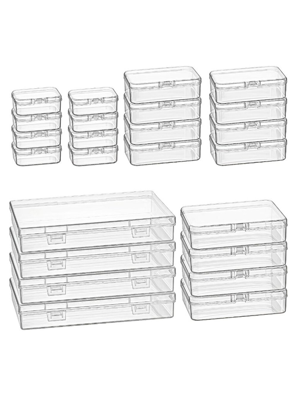 24pc Clear Plastic Organizer Boxes Rectangular Storage Containers
